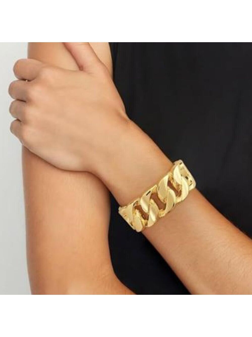 Chunky Gold Tone Bangle Bracelets for Women Thick Wide Hinged Cuff Bracelet